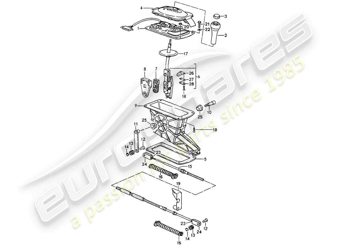 porsche 1990 (964) leva selettore - tiptronic - d >> - mj 1991 schema delle parti