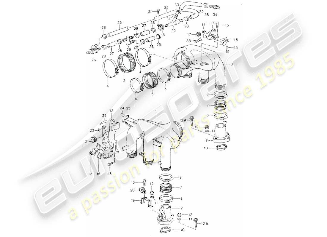 porsche 1990 (964) l-jetronic - distributore dell'aria aspirata diagramma delle parti