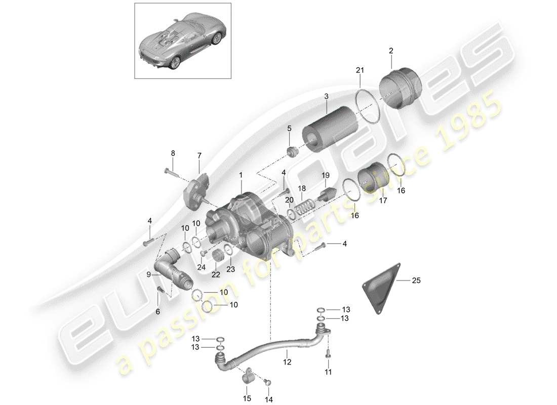 porsche 918 spyder (2015) schema delle parti filtro olio