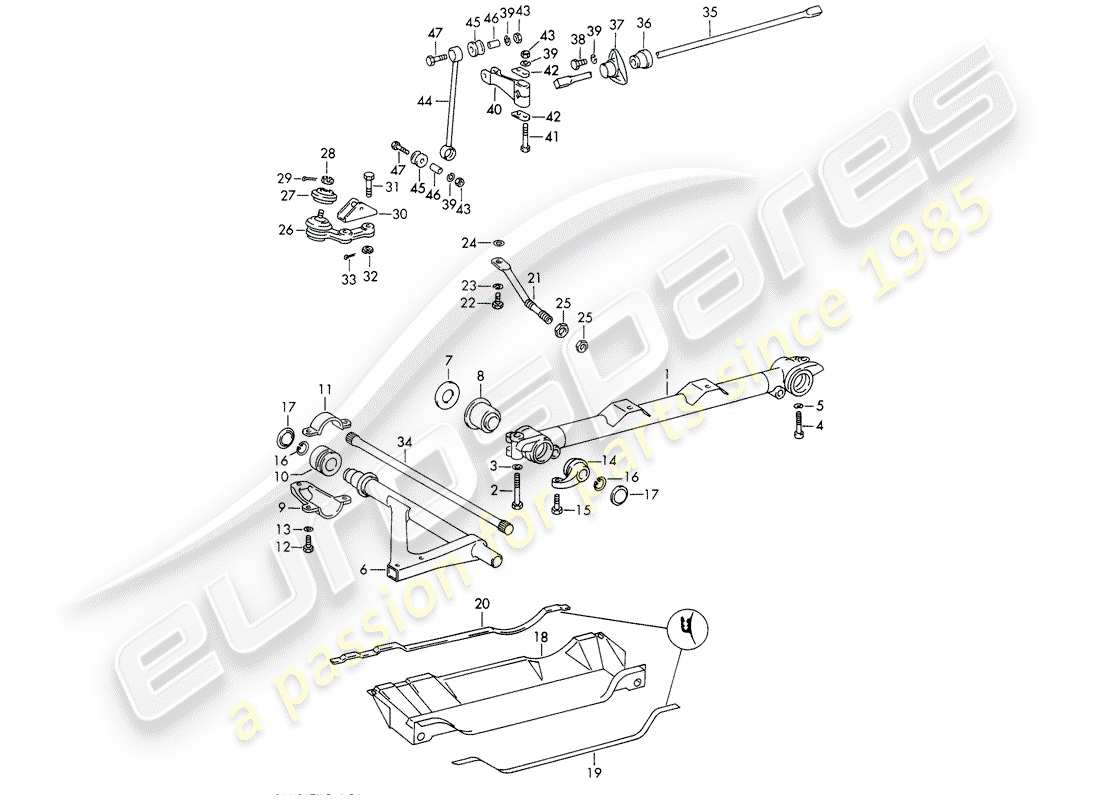 porsche 1966 (911/912) assale anteriore - stabilizzatore - d >> - mj 1967 schema delle parti