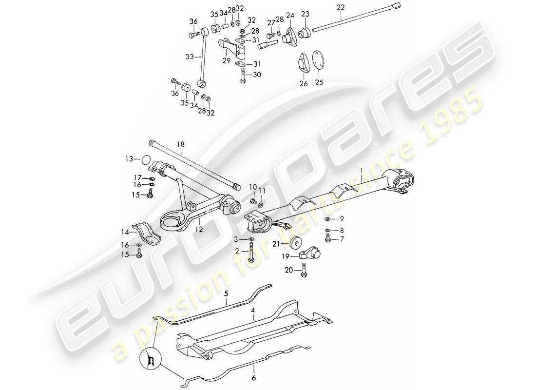 porsche 1966 (911/912) assale anteriore - stabilizzatore - d - mj 1969>> - mj 1969 schema delle parti