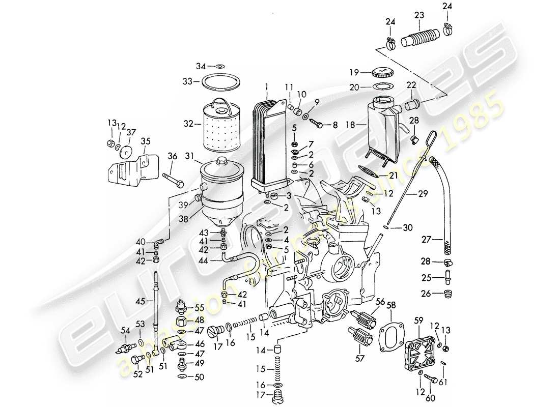 porsche 1966 (911/912) diagramma delle parti di lubrificazione del motore