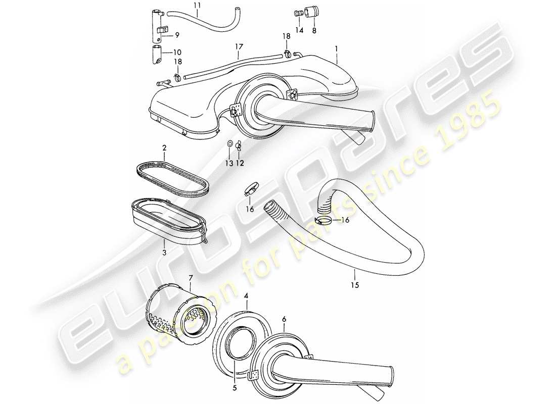 porsche 1966 (911/912) sistema filtro aria - per - - weber - - carburatore schema delle parti