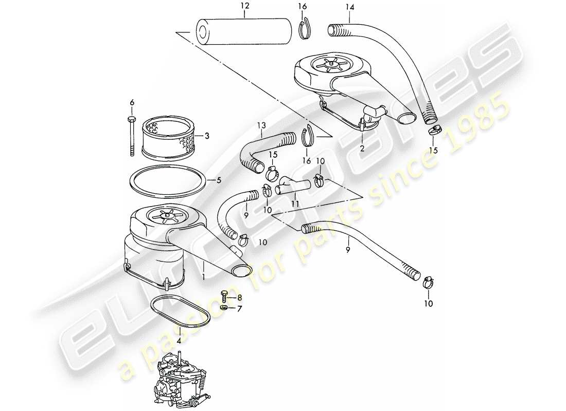 porsche 1966 (911/912) filtro serranda - 2. - versione - - knecht - schema delle parti