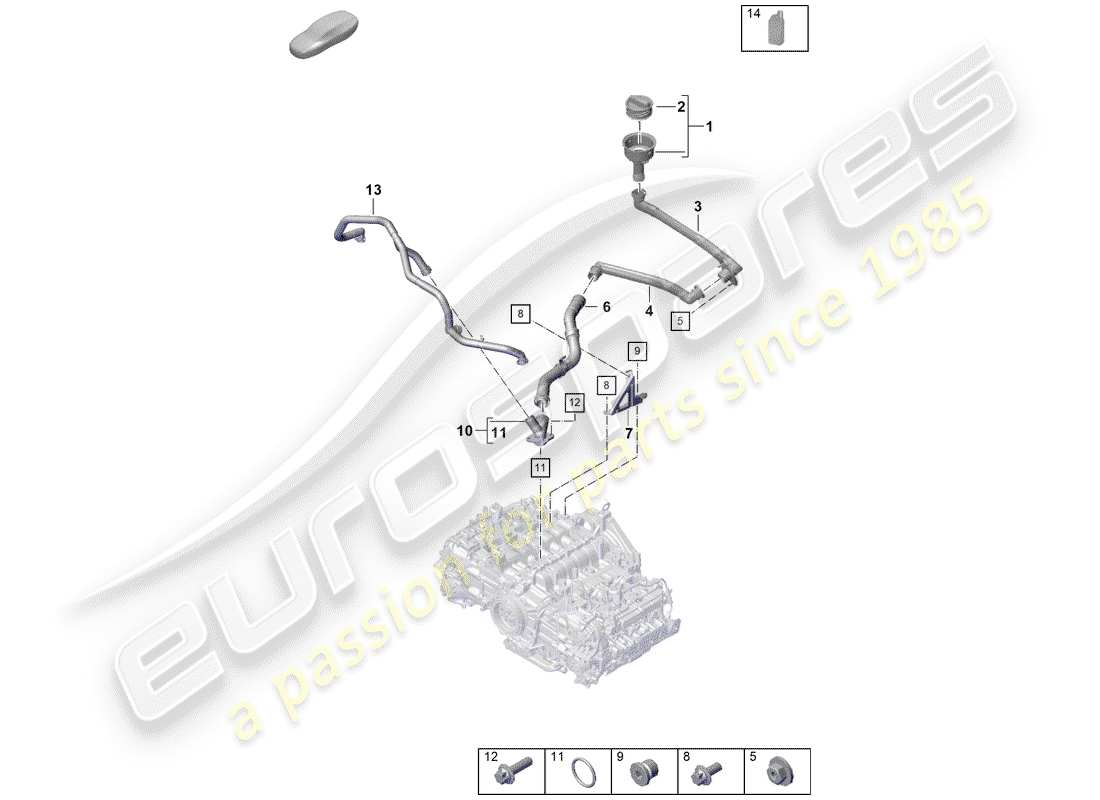 porsche 2020 (718 boxster spyder) motore (press./lubrica.) diagramma delle parti