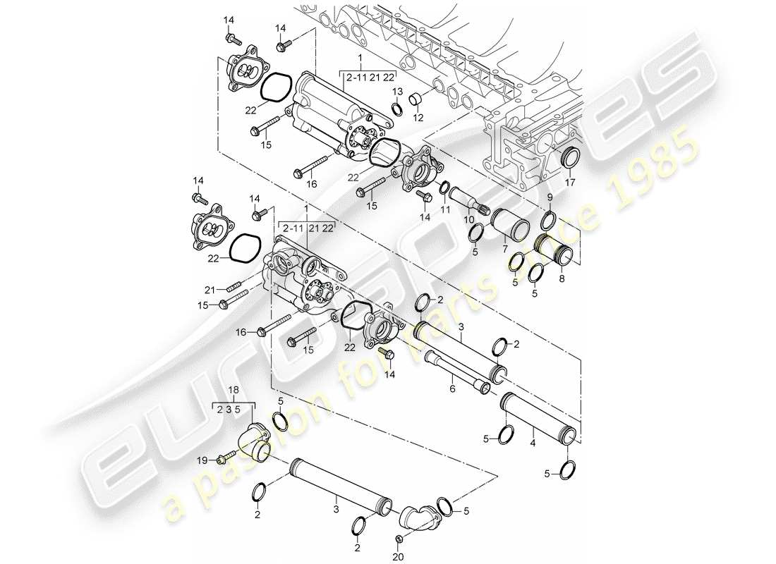 porsche 2005 (carrera gt) pompa olio - meccanismo di azionamento - tubo di ritorno schema delle parti