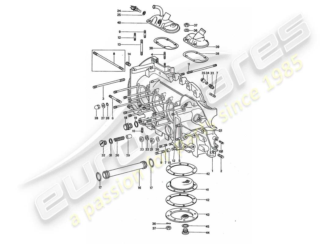 porsche 1977 (911 turbo) basamento diagramma delle parti
