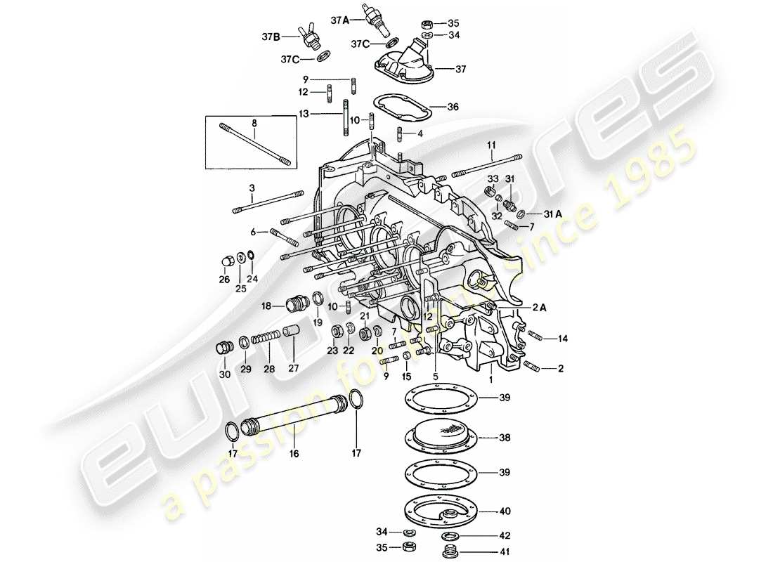 porsche 911 (1982) basamento - set di riparazione per manutenzione - vedi illustrazione: schema delle parti