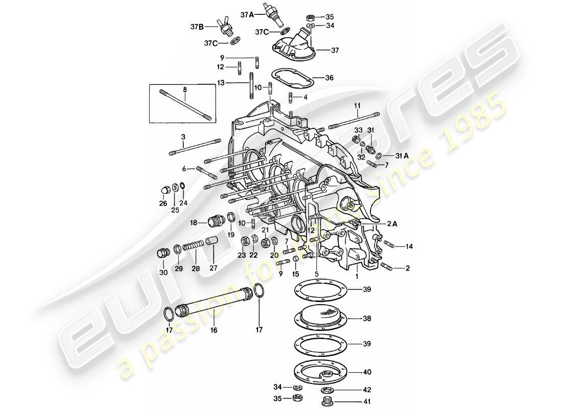 porsche 1983 (911) basamento - set di riparazione per manutenzione - vedi illustrazione: esploso delle parti
