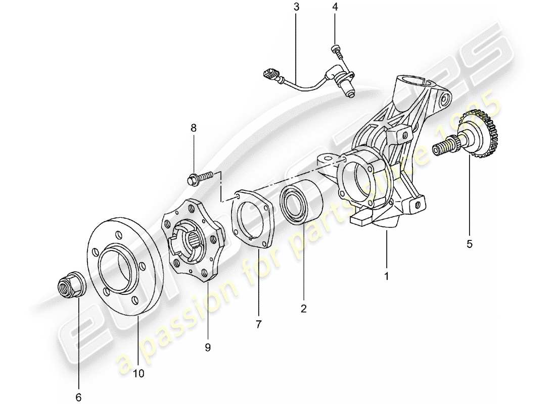 porsche 2002 (986 boxster) portaruota - mozzo ruota diagramma delle parti