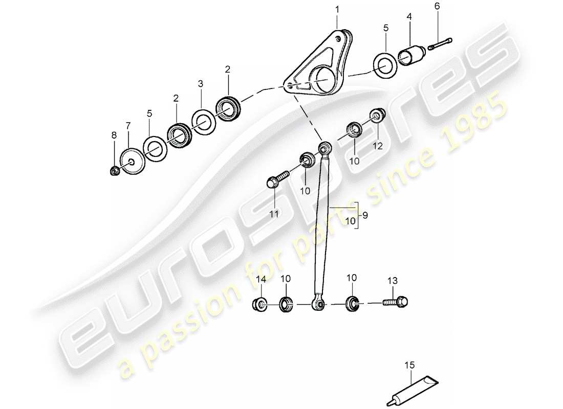 porsche 2005 (carrera gt) asse posteriore - bilanciere - asta di spinta schema delle parti