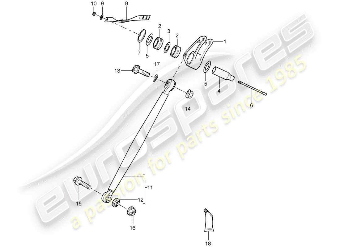 porsche 2006 (carrera gt) schema delle parti bilanciere - asta di spinta