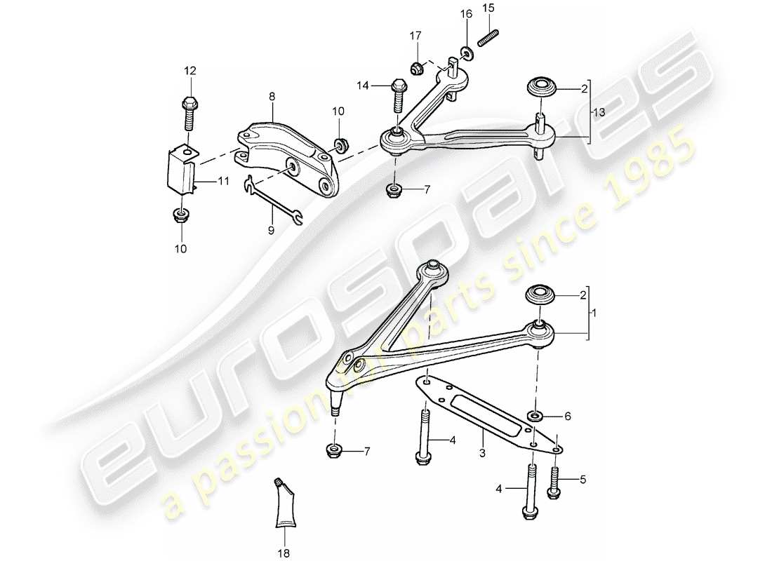 porsche 2006 (carrera gt) braccio di controllo della pista - leva oscillante schema delle parti