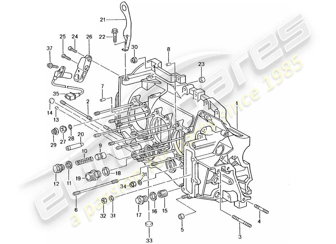 porsche 2005 (996 turbo / gt2) basamento diagramma delle parti