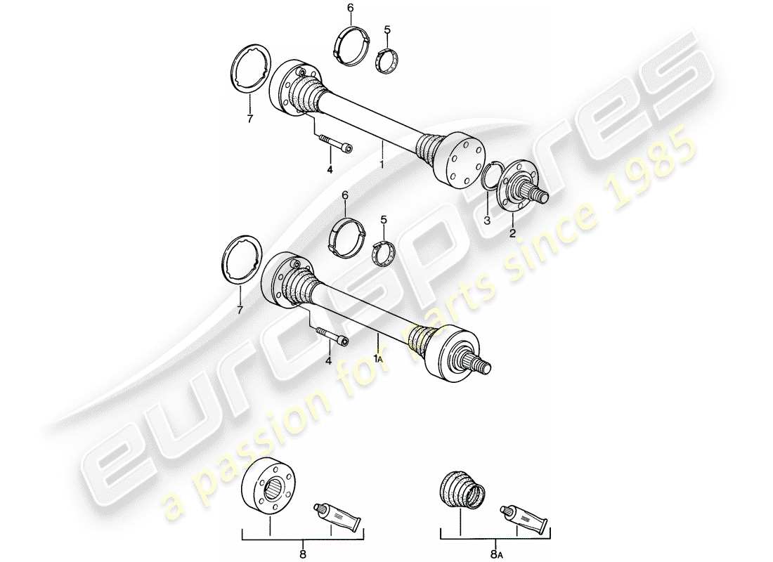 porsche 1978 (928) albero di trasmissione diagramma delle parti