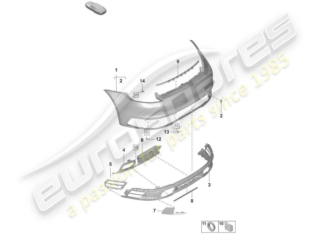 porsche 2019 (992-1) paraurti diagramma delle parti