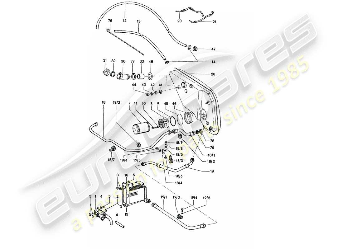 porsche 1971 (914) lubrificazione del motore diagramma delle parti