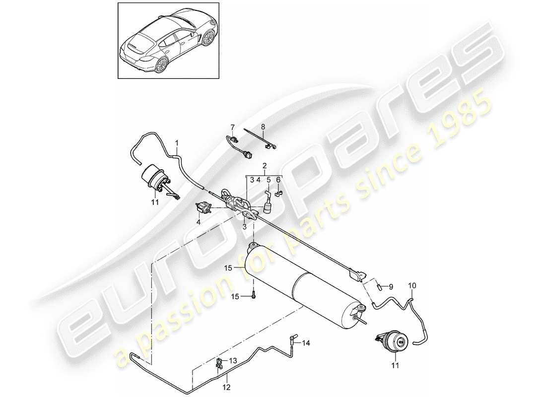 porsche 2013 (panamera 970) diagramma delle parti del sistema di scarico
