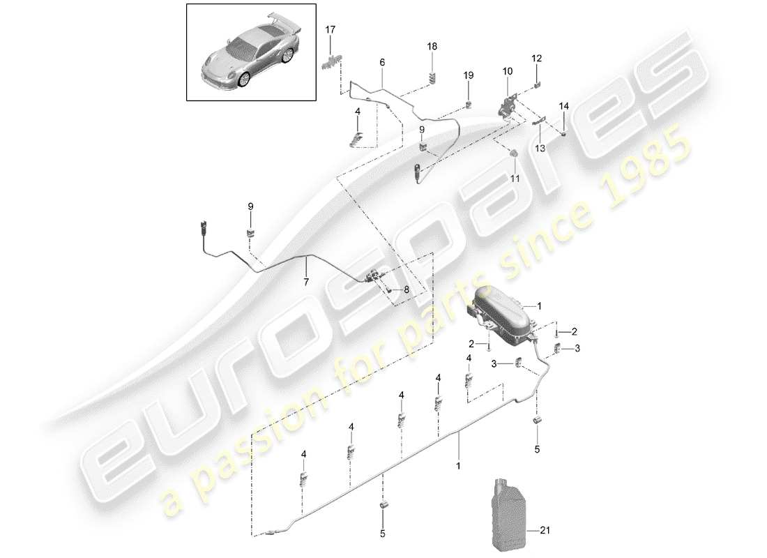 porsche 991 turbo (2020) schema delle parti del sistema autolivellante