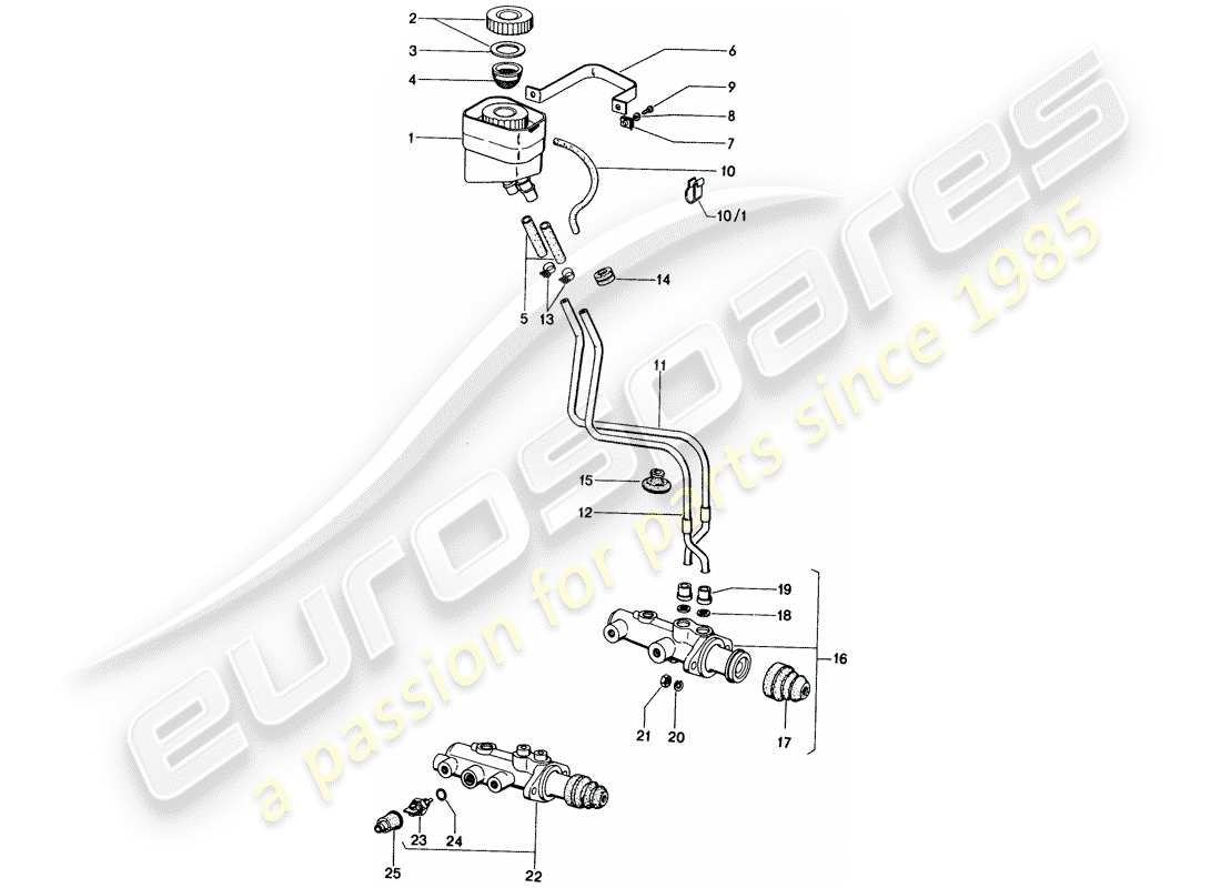porsche 1972 (914) serbatoio per - liquido freno - pompa freno schema delle parti