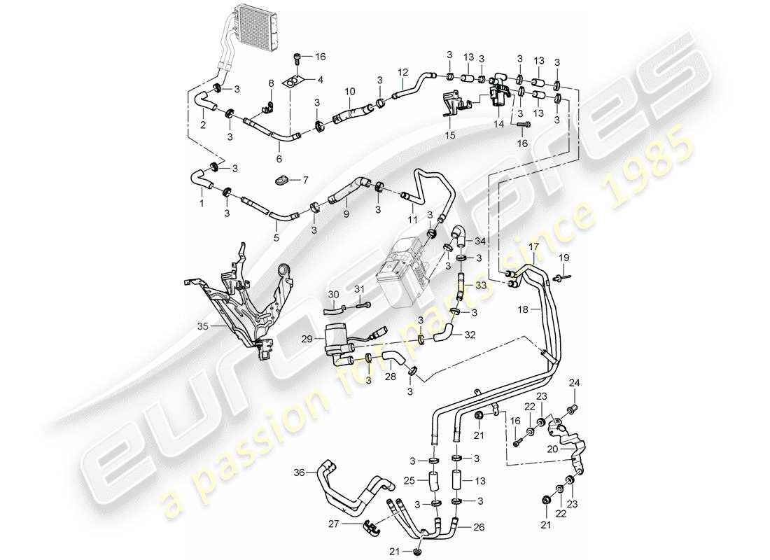 porsche 2009 (cayenne e1 9pa) stufa diagramma delle parti