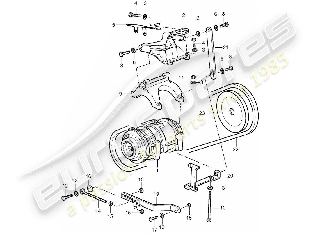 porsche 1992 (928) montaggio - compressore - condizionatore diagramma delle parti