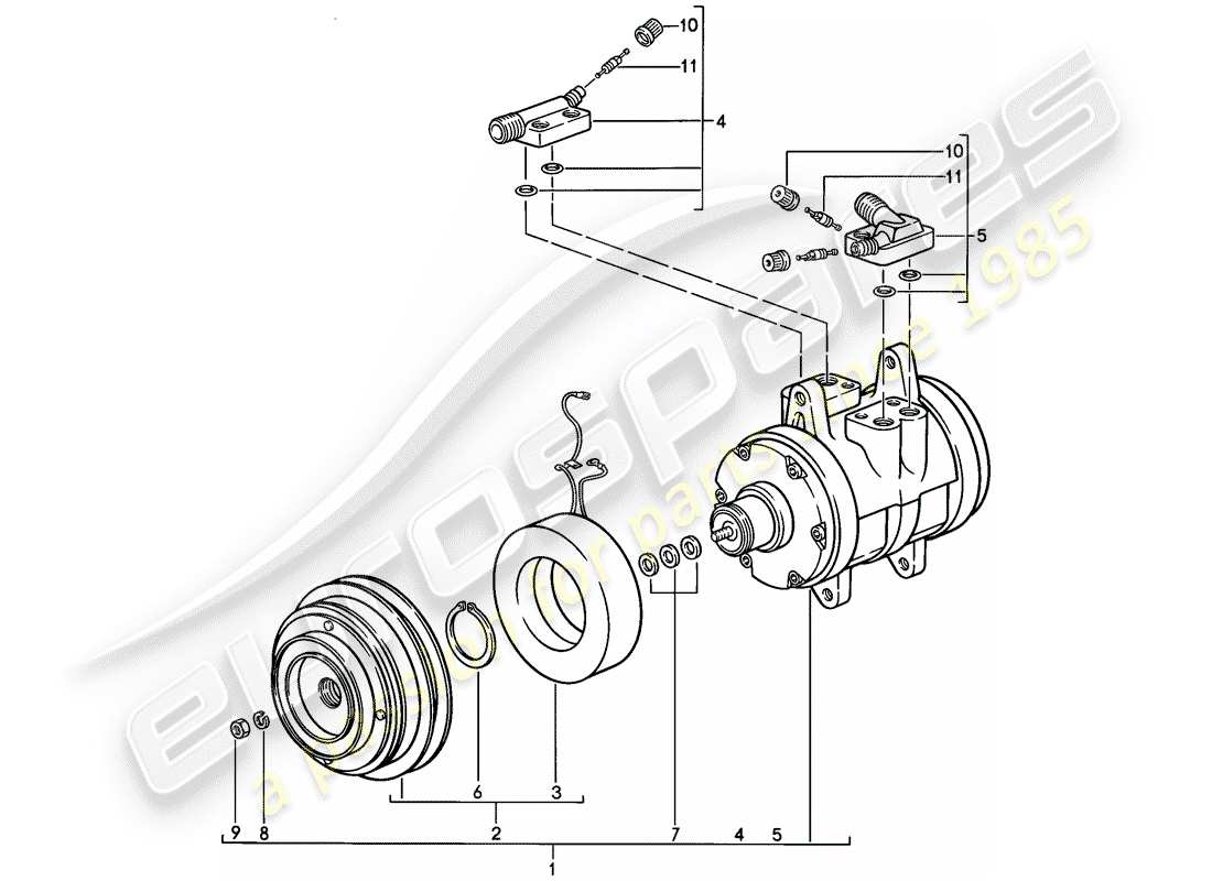 porsche 1983 (928) compressore diagramma delle parti