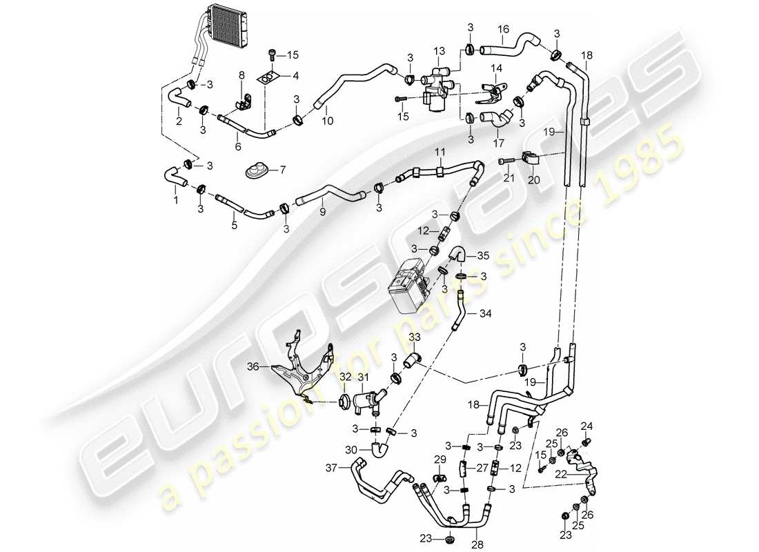 porsche 2006 (cayenne e1 9pa) aria condizionata/riscaldamento/aux. stufa diagramma delle parti