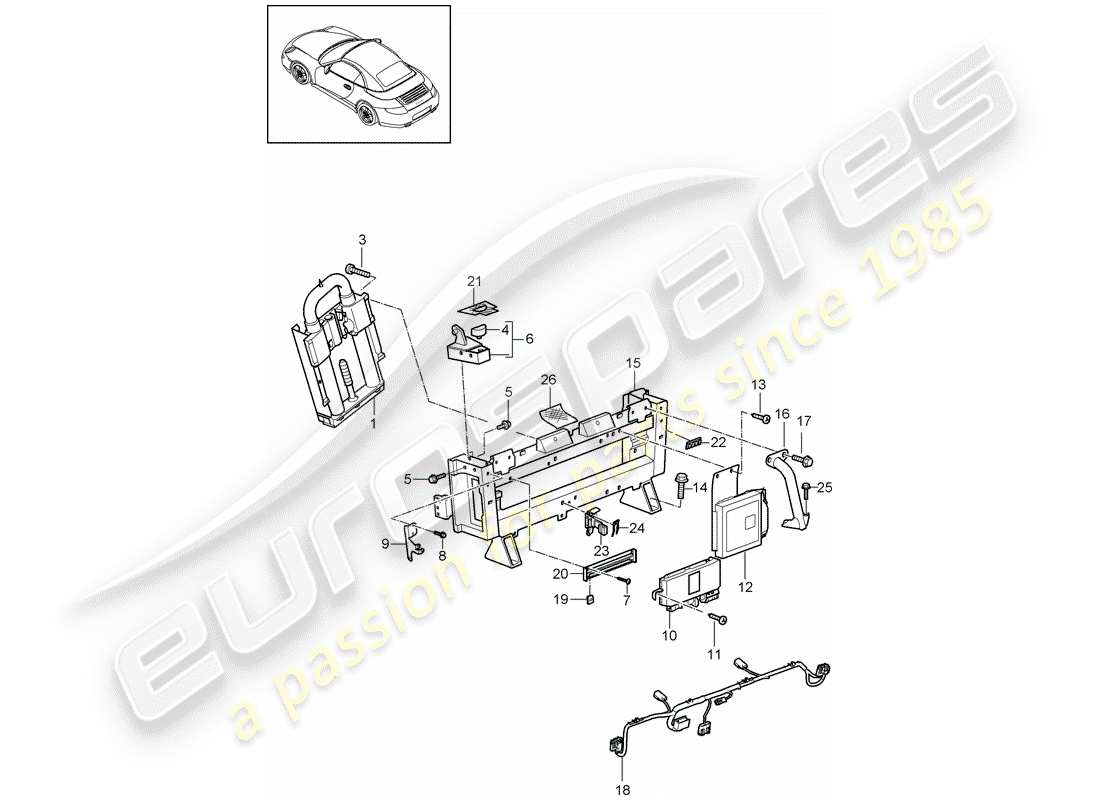 porsche 2011 (997-2) roll bar diagramma delle parti