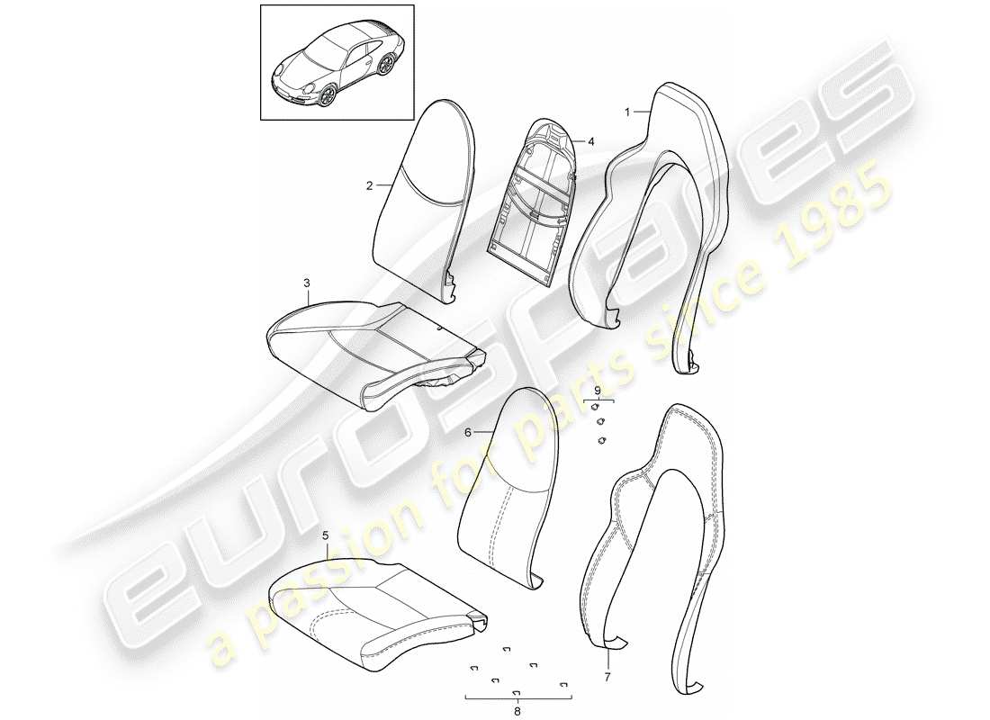 porsche 2011 (997-2) parte in schiuma diagramma delle parti