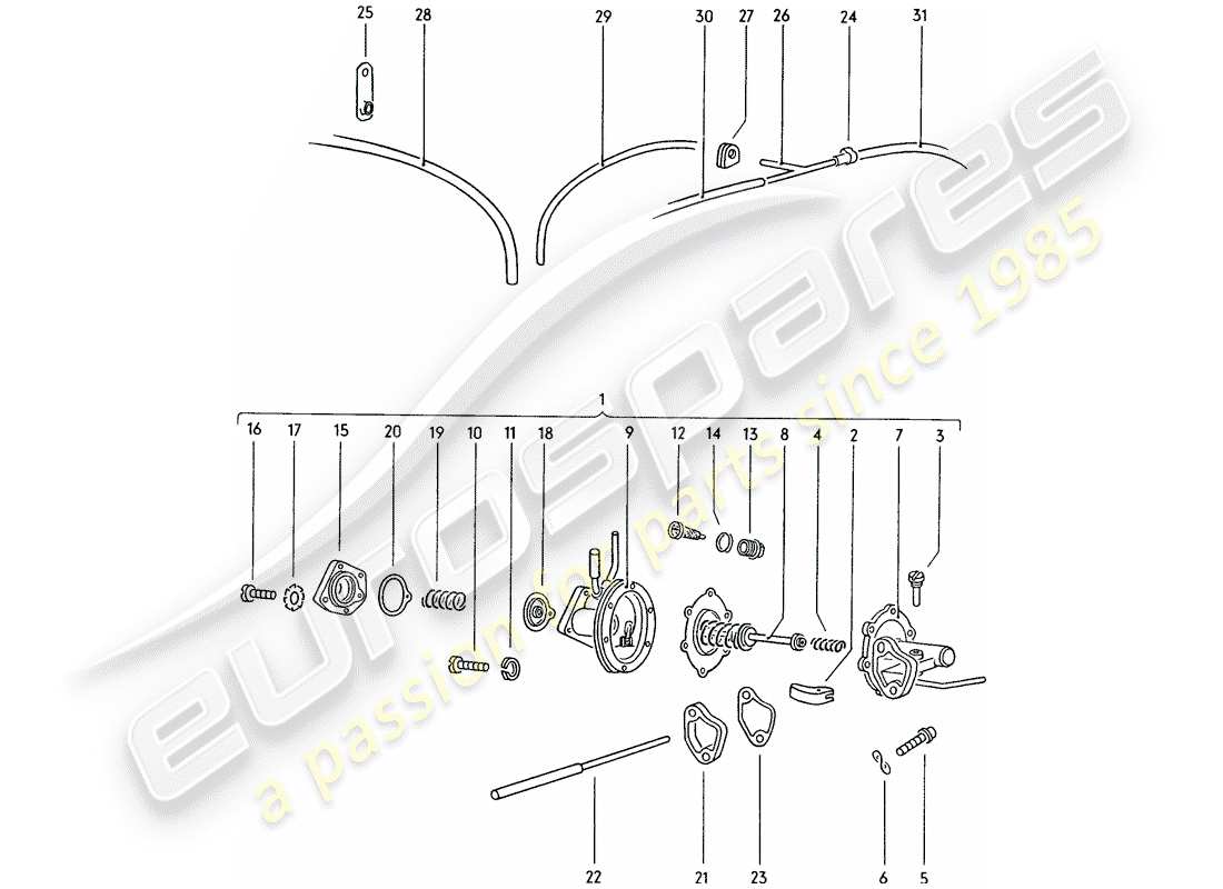 porsche 1971 (914) schema delle parti della pompa del carburante