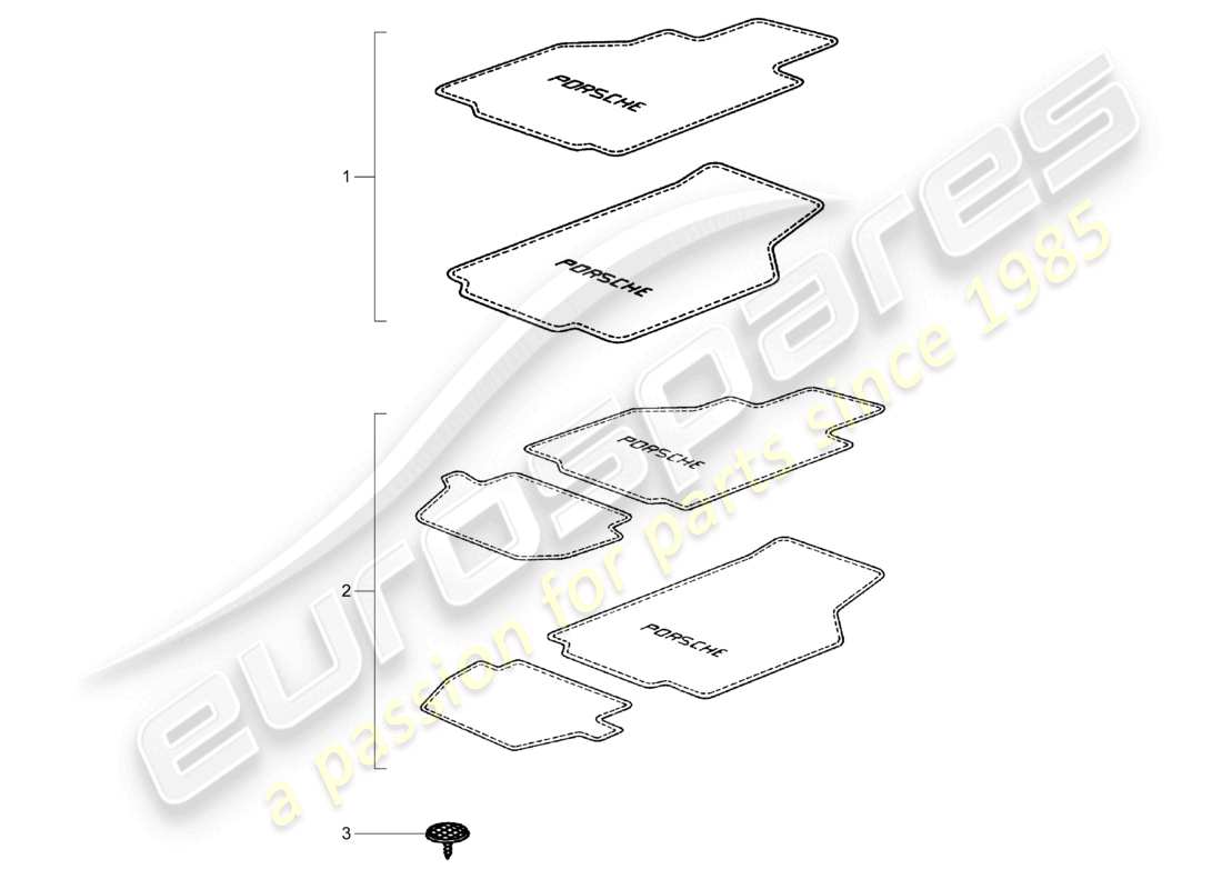 porsche 2004 (986 boxster) tappetino 97-04 98-05 diagramma delle parti
