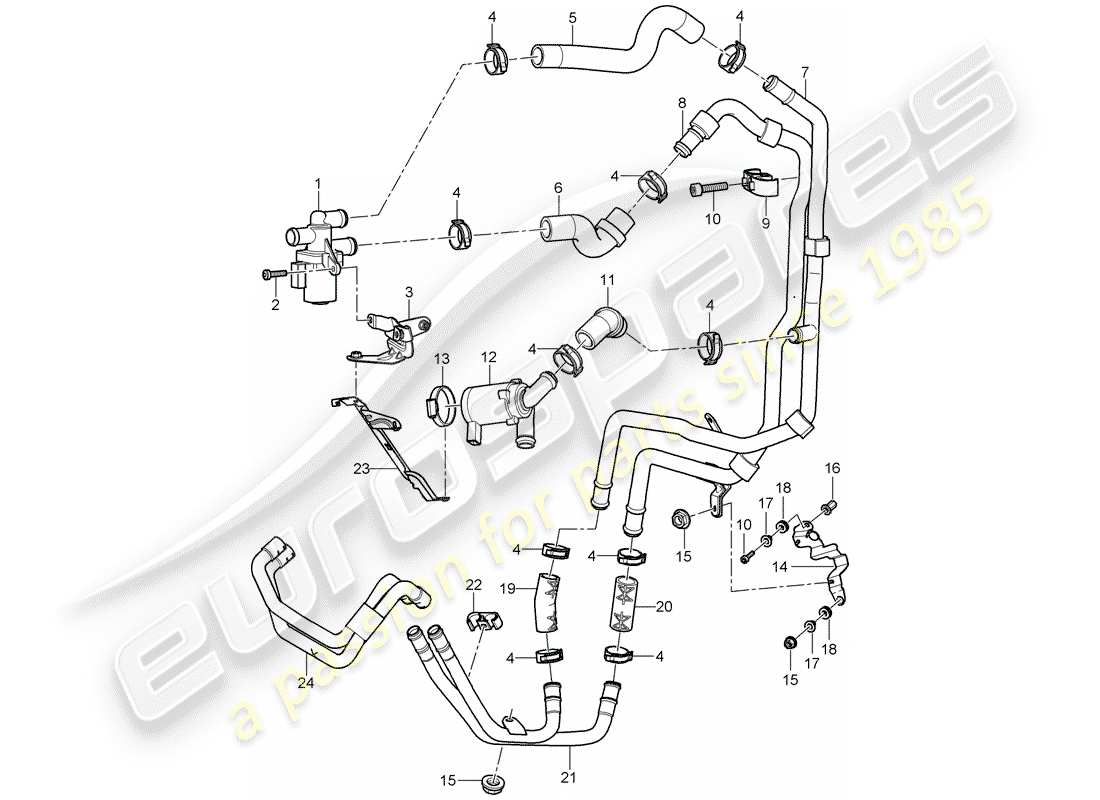 porsche 2003 (cayenne e1 9pa) stufa diagramma delle parti