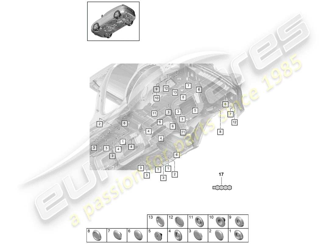 porsche 2020 (cayenne e3 9ya/9yb) tappo diagramma delle parti