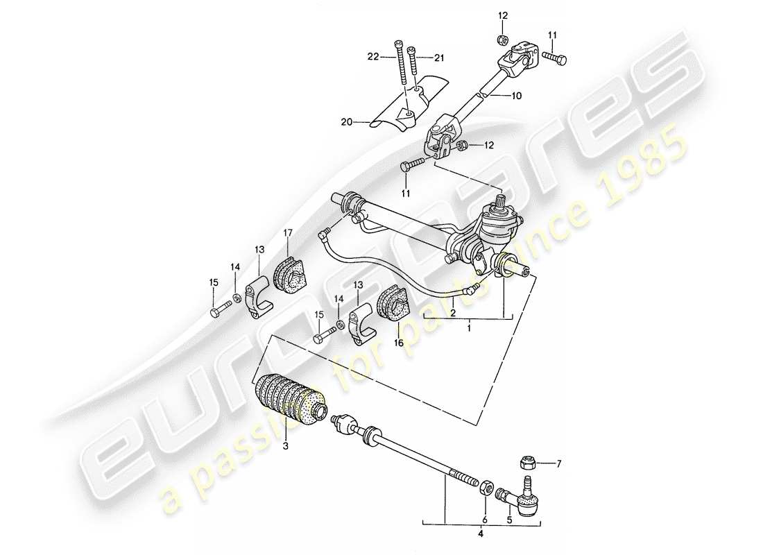 porsche 1990 (944) servosterzo - sterzo - asta sterzo schema delle parti