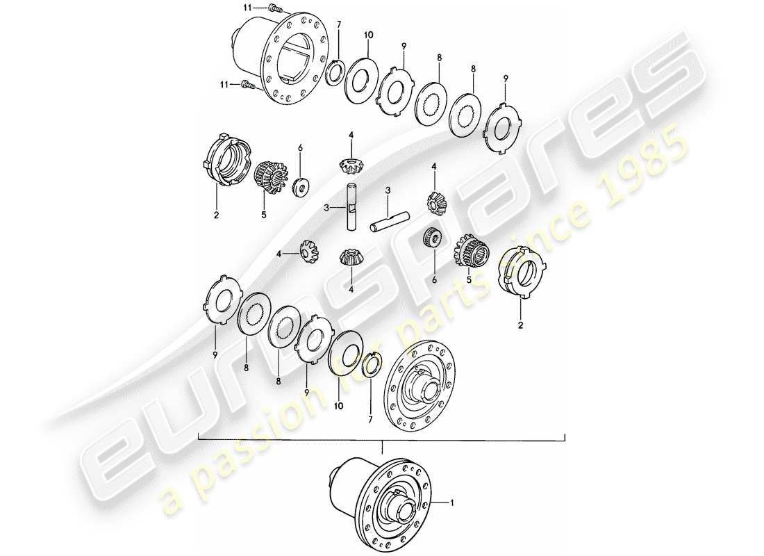 porsche 1978 (928) differenziale a slittamento limitato - cambio manuale diagramma delle parti