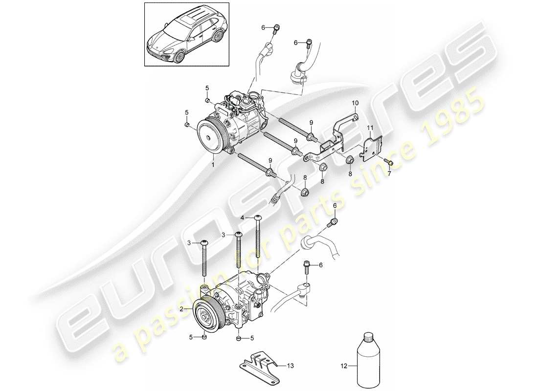 porsche 2017 (cayenne e2 92a) compressore diagramma delle parti