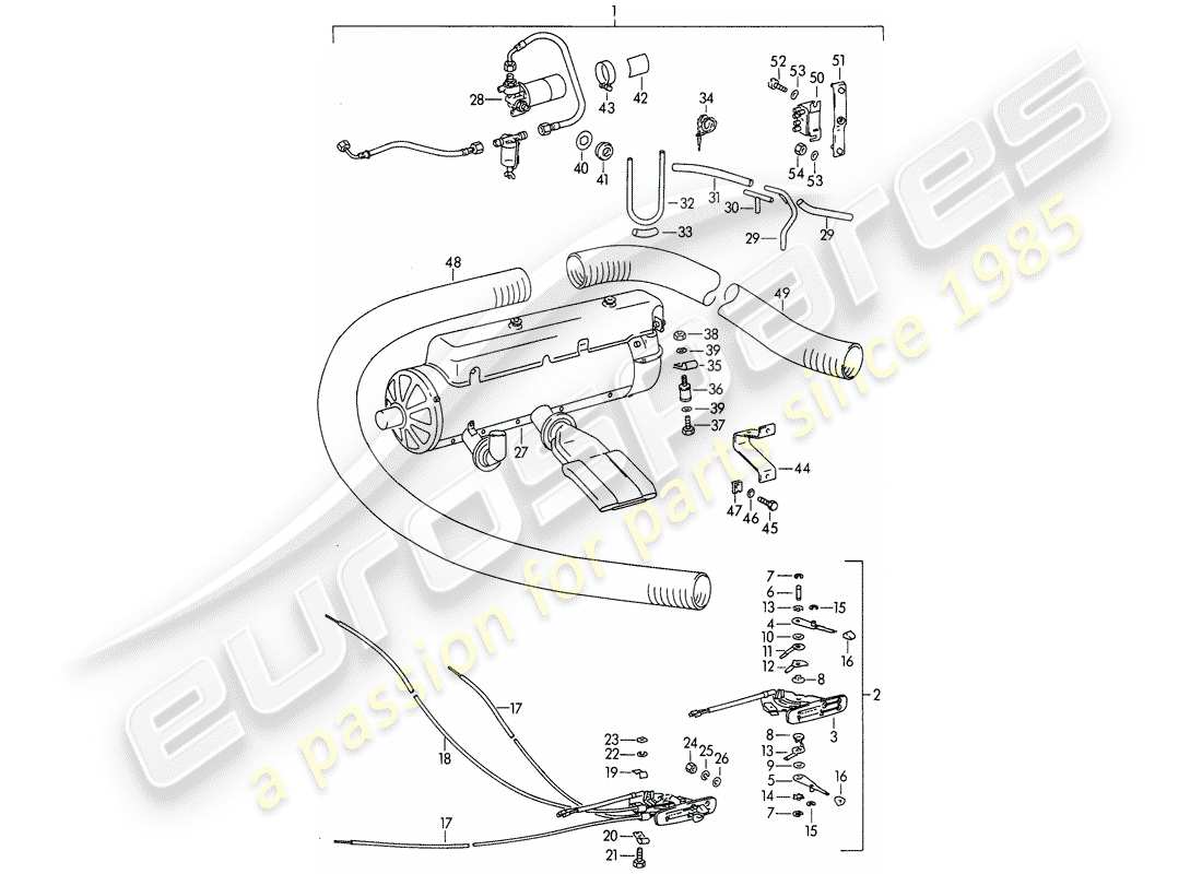 porsche 1963 (356b/356c) riscaldatore - - eberspaecher - - bn 4 diagramma delle parti