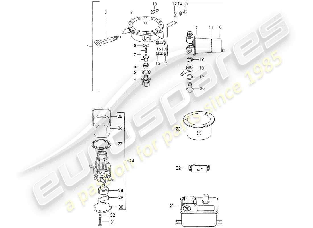 porsche 1973 (911) materiale di riparazione - per - riscaldatore - - webasto - - dosaggio - pompa carburante - mandatore scintilla accensione - resistenza di serie schema particolare