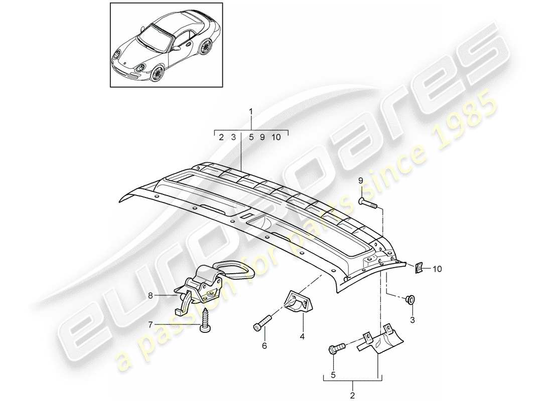 porsche 2011 (997-2) telaio del tetto diagramma delle parti