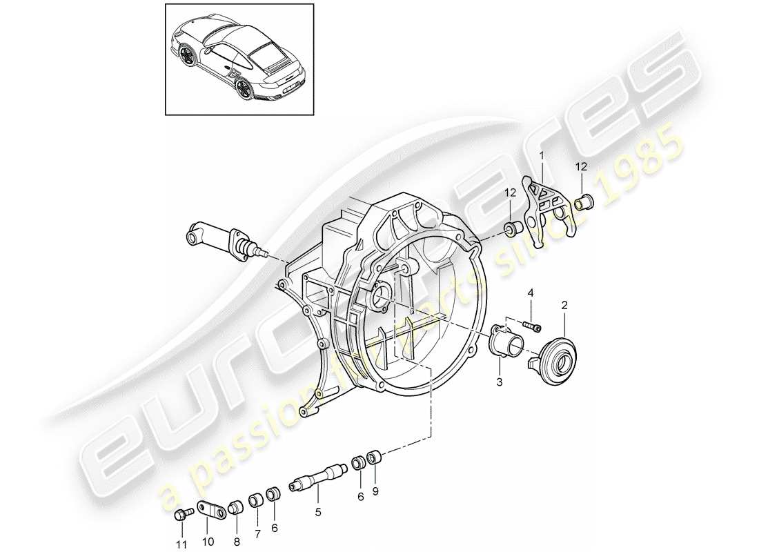 porsche 2011 (997-2 turbo / gt2 rs) rilascio della frizione diagramma delle parti