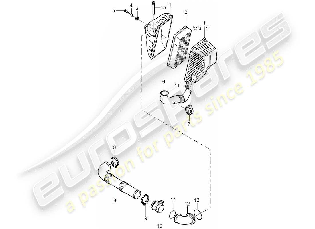 porsche 2004 (cayenne e1 9pa) diagramma delle parti filtro aria