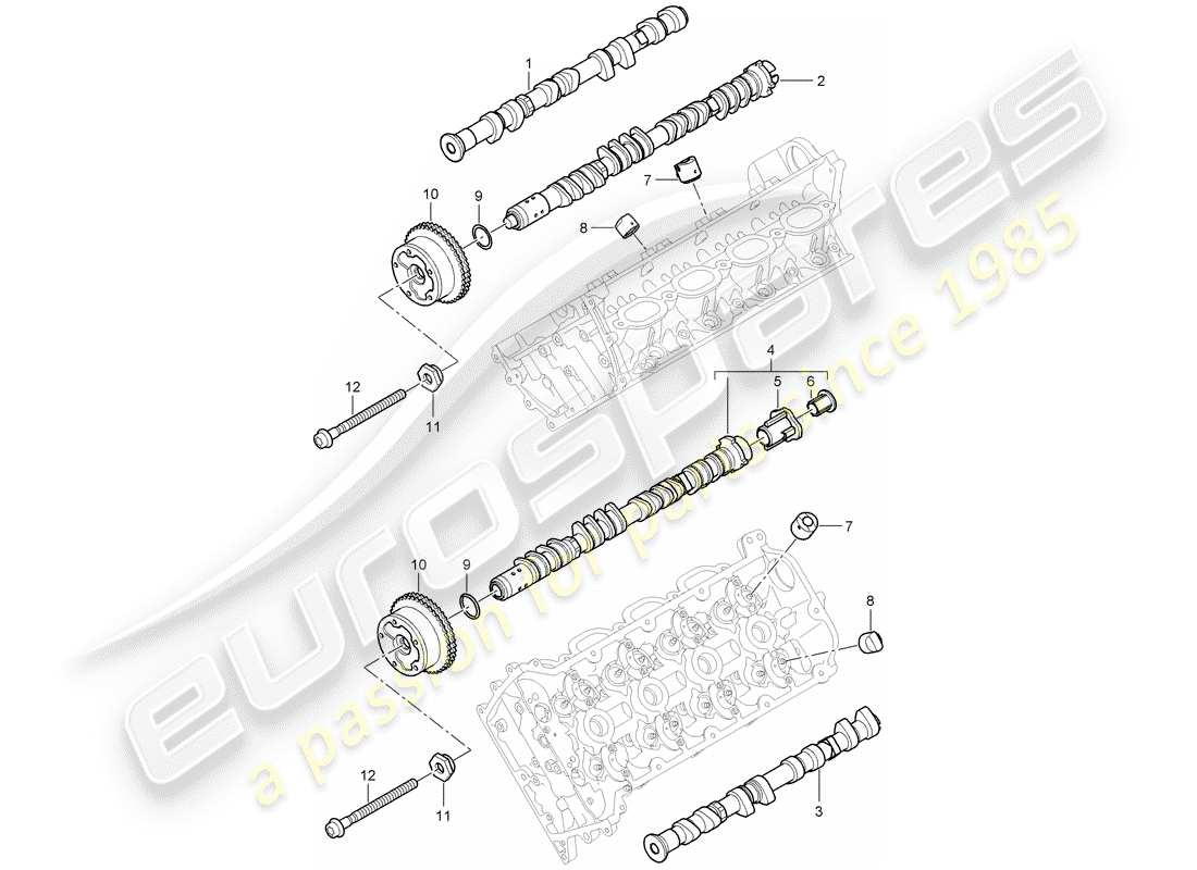 porsche 2007 (cayenne e1 9pa) albero a camme diagramma delle parti