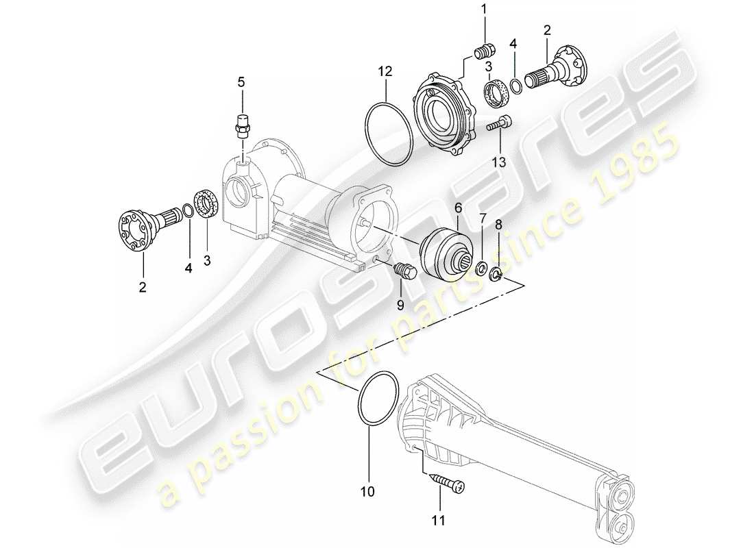 porsche 2002 (996 turbo / gt2) differenziale assale anteriore diagramma delle parti