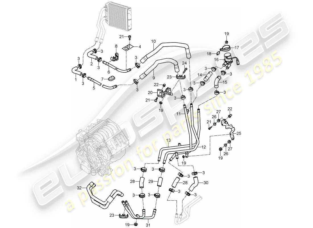 porsche 2004 (cayenne e1 9pa) aria condizionata/riscaldamento/aux. stufa diagramma delle parti