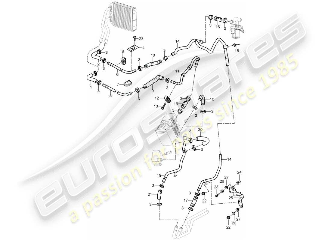 porsche 2004 (cayenne e1 9pa) aria condizionata/riscaldamento/aux. stufa diagramma delle parti