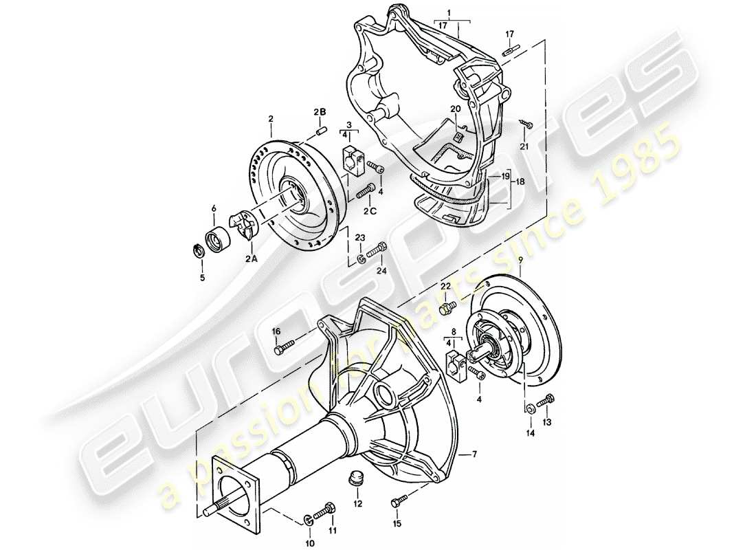 porsche 1983 (924) tubo centrale - cambio automatico diagramma delle parti