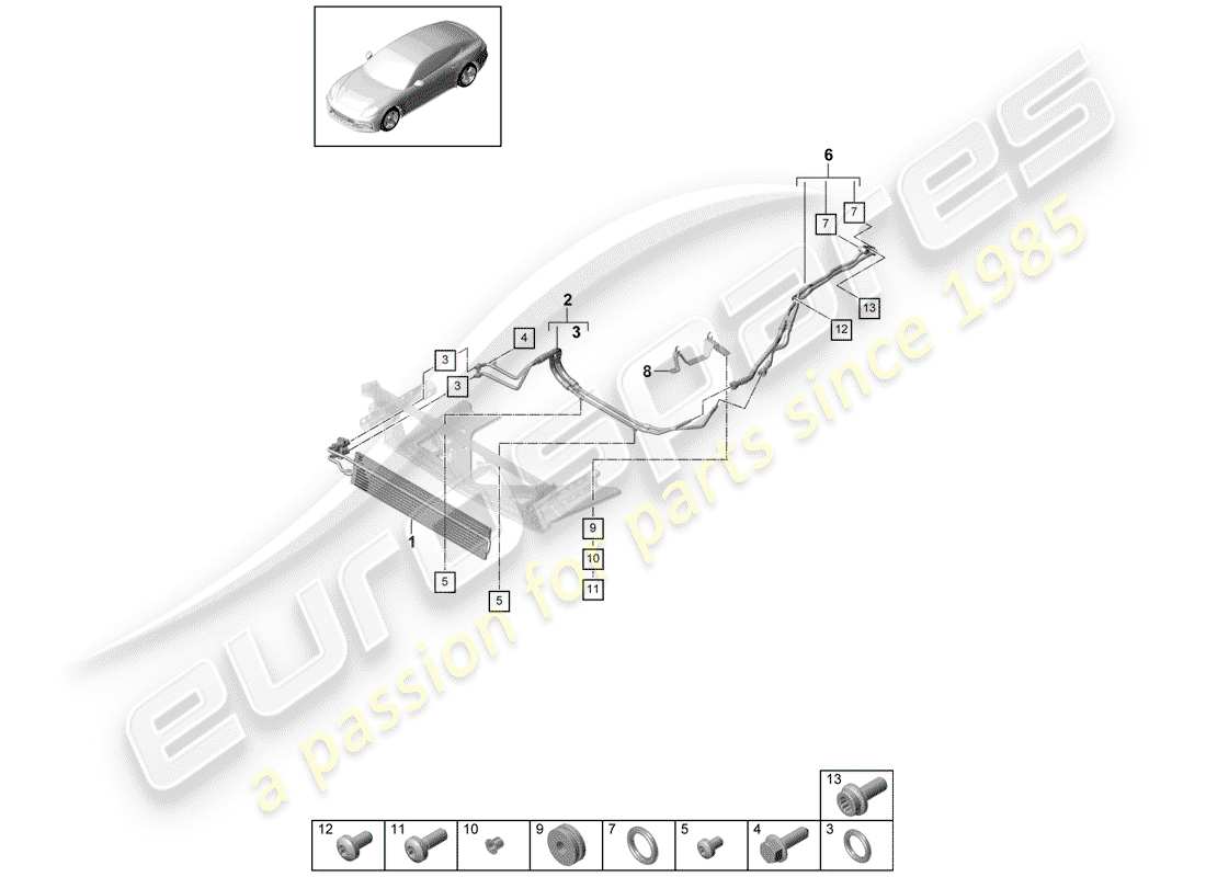 porsche 2017 (panamera 971-1) radiatore olio ingranaggi schema delle parti