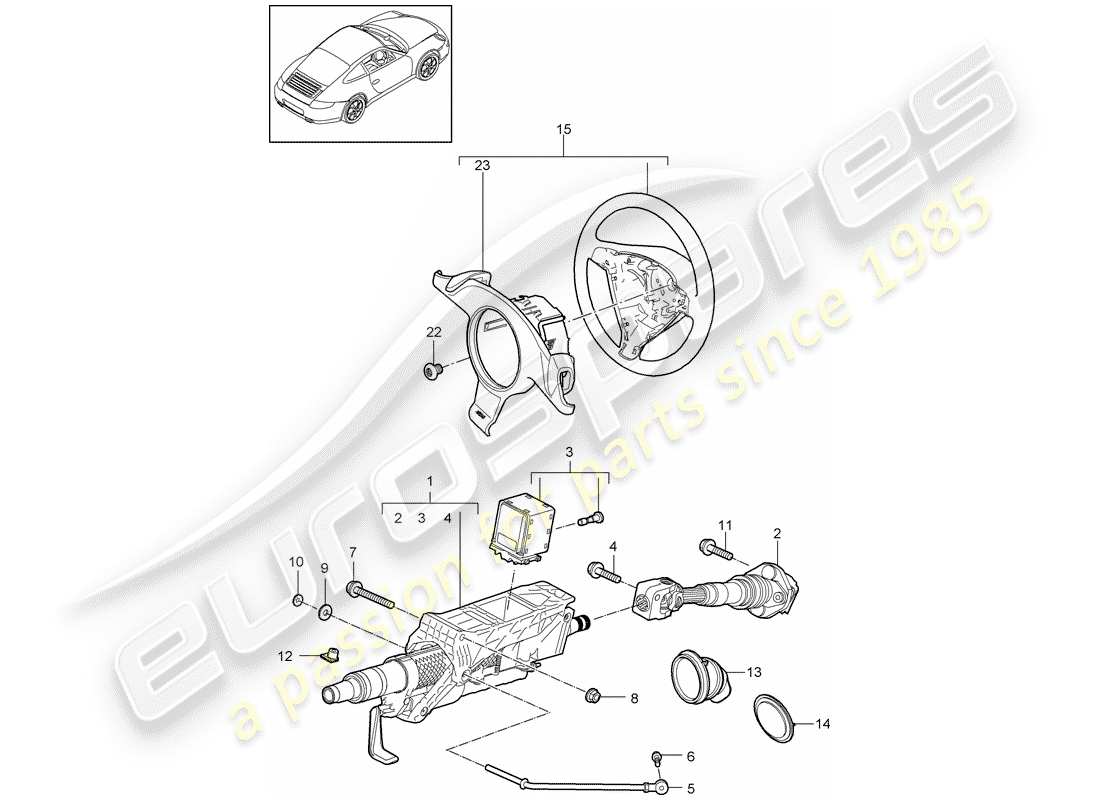 porsche 2013 (997-2 turbo / gt2 rs) tubo di protezione sterzo schema delle parti