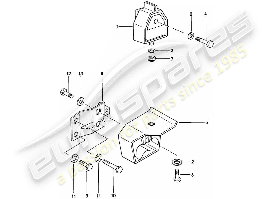 porsche 1983 (924) sospensioni trasmissione - cambio manuale diagramma delle parti